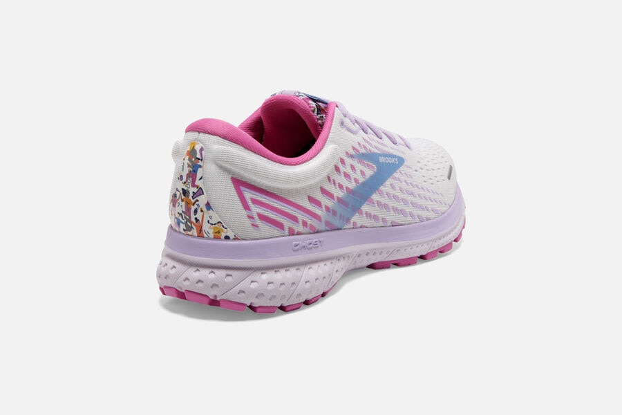 Brooks Ghost 13 Road Running Shoes - Womens - White/Pink/Blue - HC2390658